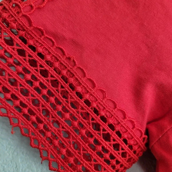 Fig Women's Short Sleeve Eyelet Cotton Top Size Medium Coral - Picture 6 of 9